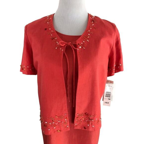 Positive Attitude Jacket Dress Ankle Length Embellished Sz 10P NWT Vintage - Picture 3 of 9